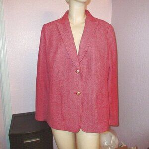 Talbots Blazer Size 16 Classic Wool Blend Herringbone Jacket Lined Office Career
